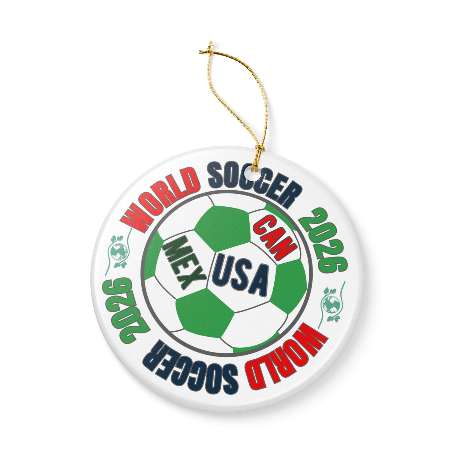 World Soccer 2026 Ceramic Ornament – CAN·USA·MEX Football Holiday Decoration