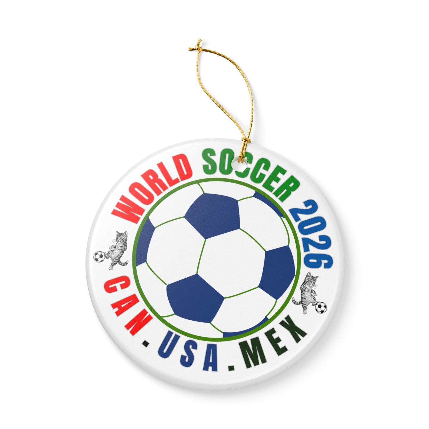 World Soccer 2026 Ceramic Ornament – CAN·USA·MEX Football Holiday Decoration