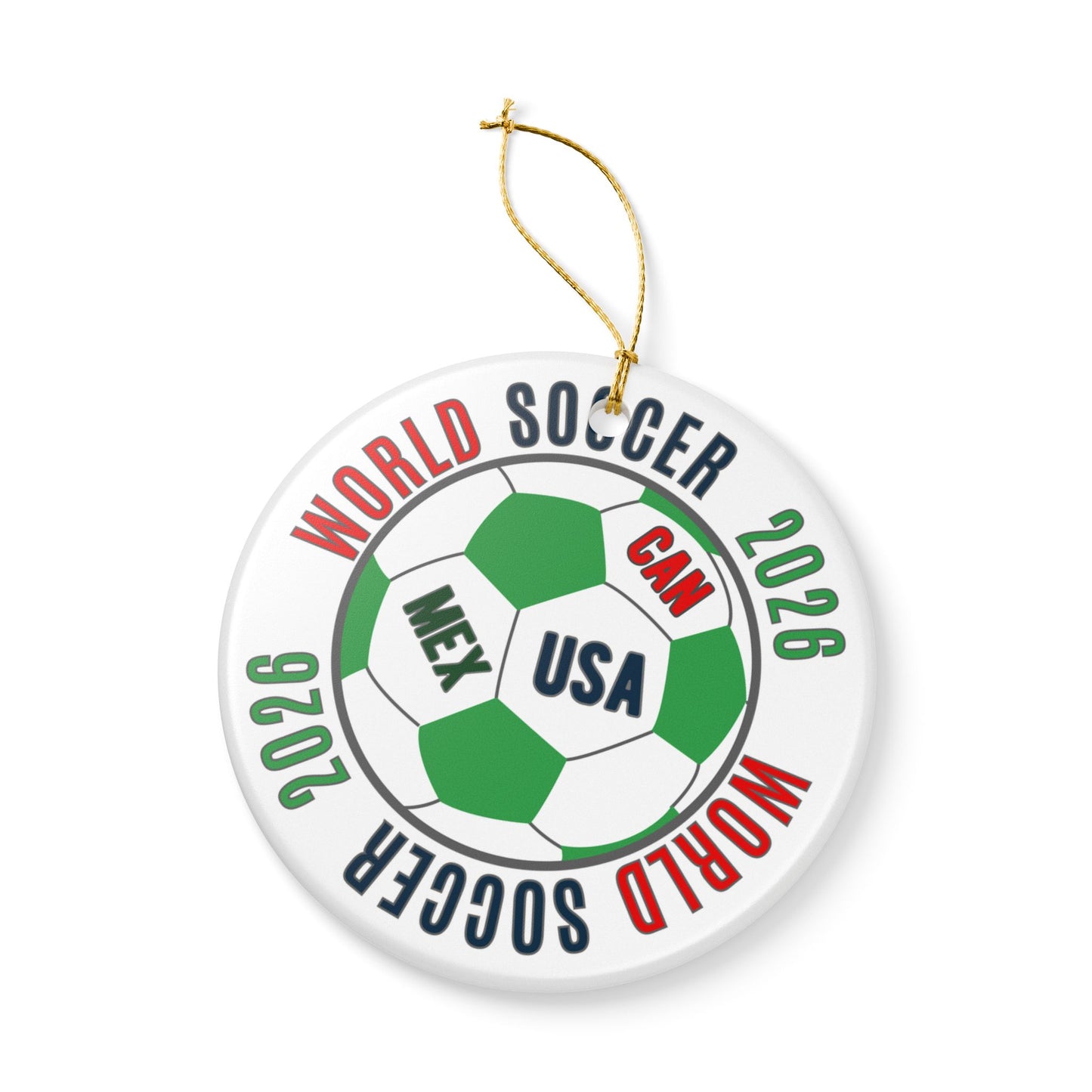 World Soccer 2026 Ceramic Ornament – CAN·USA·MEX Football Holiday Decoration