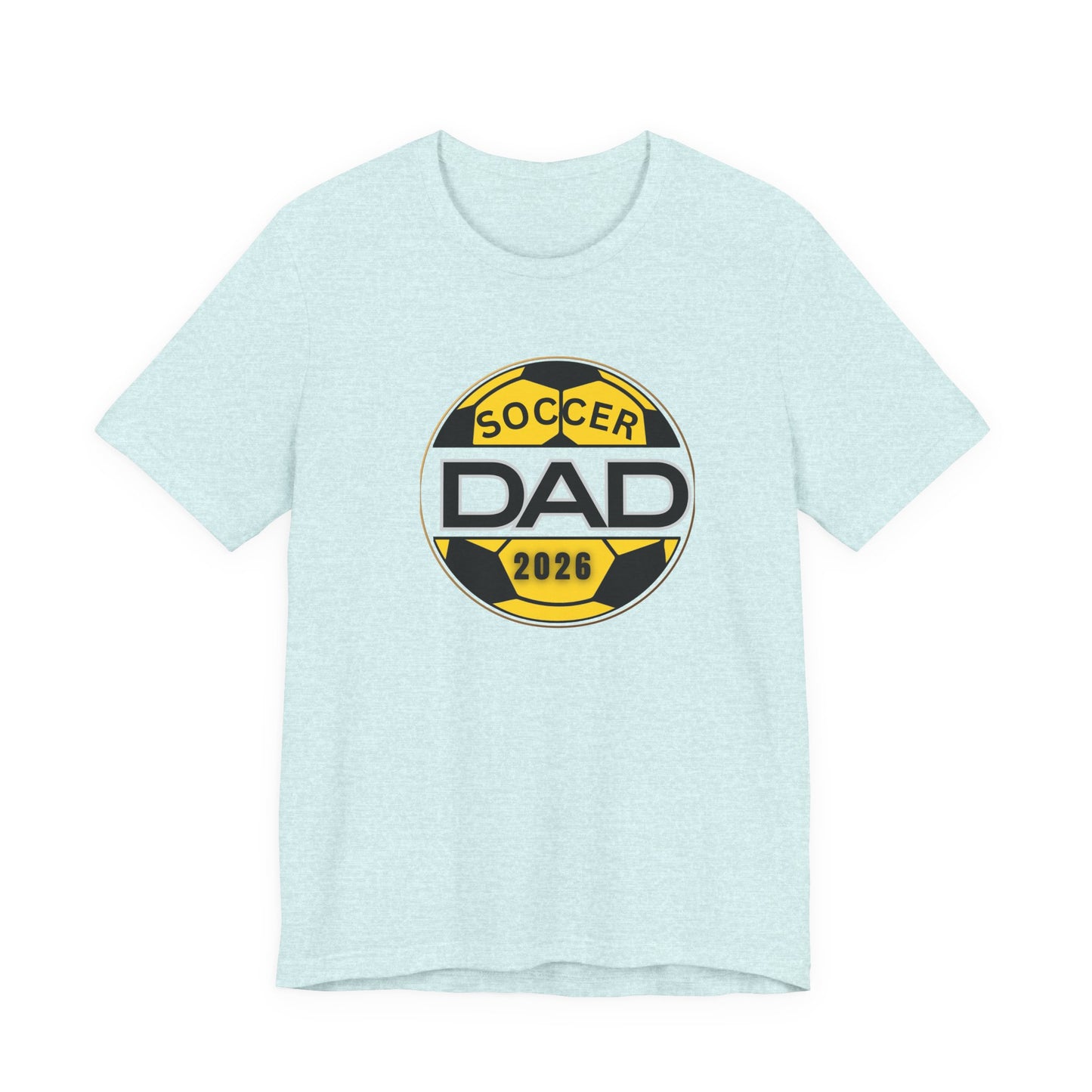 Soccer Dad 2026 T-Shirt — Yellow & Black Soccer Ball Dad Tee