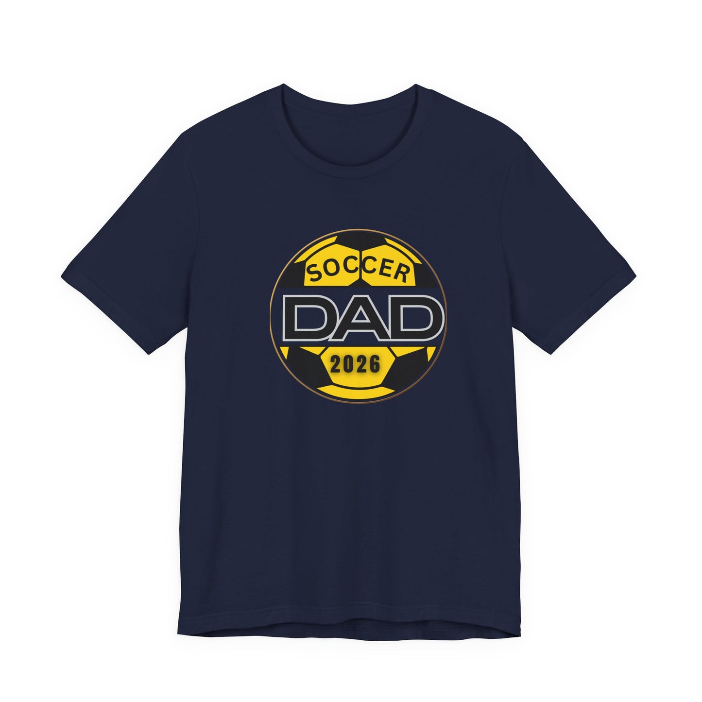 Soccer Dad 2026 T-Shirt — Yellow & Black Soccer Ball Dad Tee