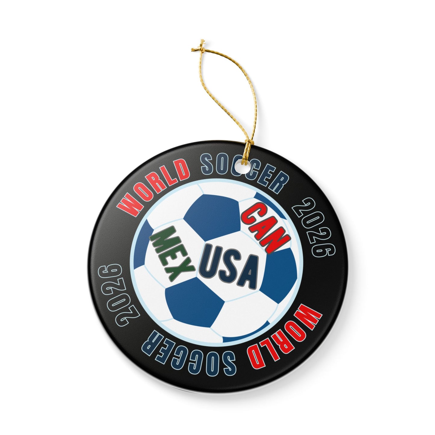 World Soccer 2026 Ceramic Ornament – CAN·USA·MEX Football Holiday Decoration