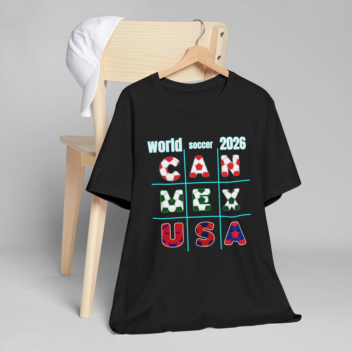 World Soccer 2026 Soccer Ball T-Shirt — USA MEX CAN Fan Tee