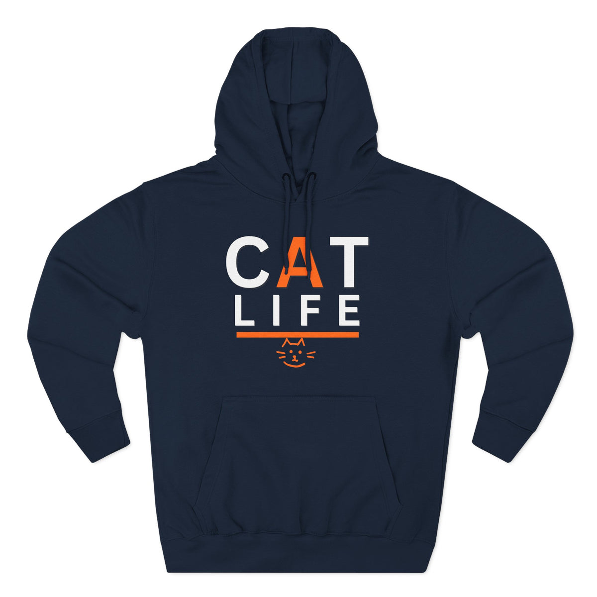 Cat Life Fleece Hoodie — Cozy Black "CAT LIFE" Pullover for Cat Lovers