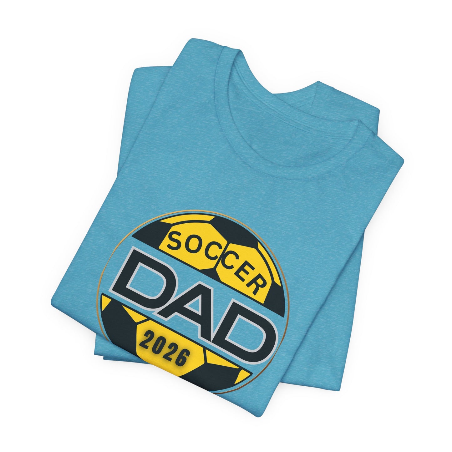 Soccer Dad 2026 T-Shirt — Yellow & Black Soccer Ball Dad Tee