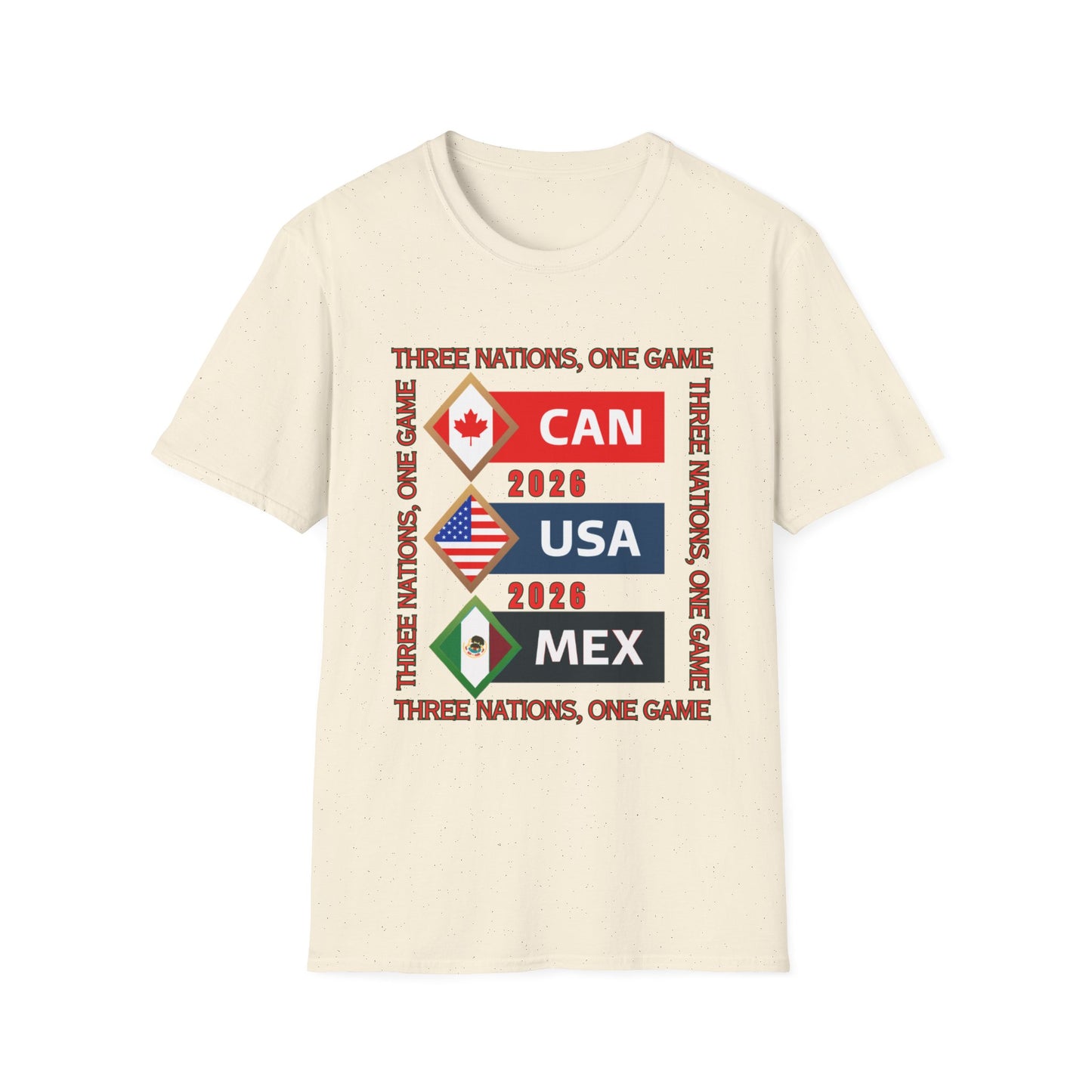 2026 Unisex Tee, USA Canada Mexico Soccer Shirt, Three Nations One Game Tee, Apparel for Fans