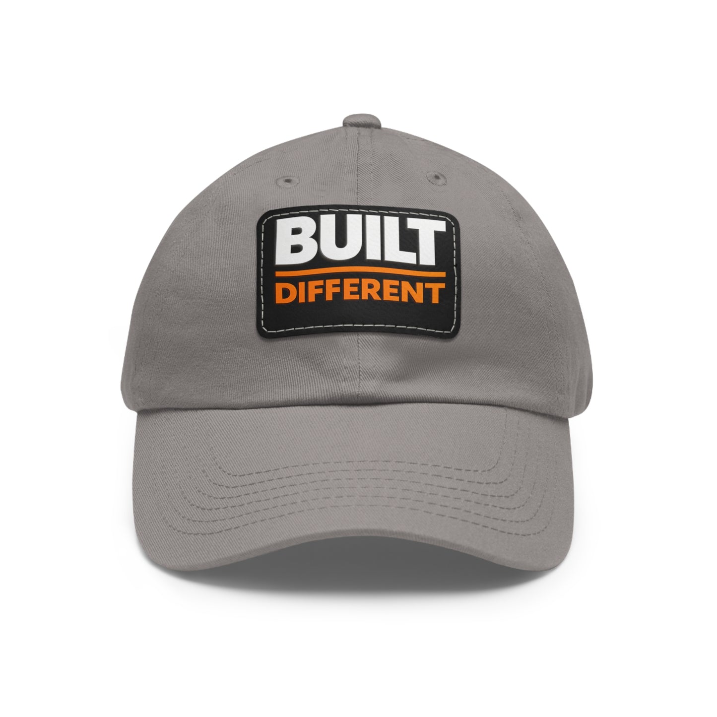 Built Different Leather Patch Dad Hat — Casual Statement Cap for Builders & Makers