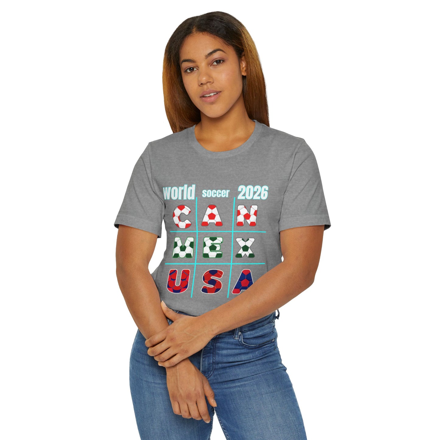 World Soccer 2026 Soccer Ball T-Shirt — USA MEX CAN Fan Tee