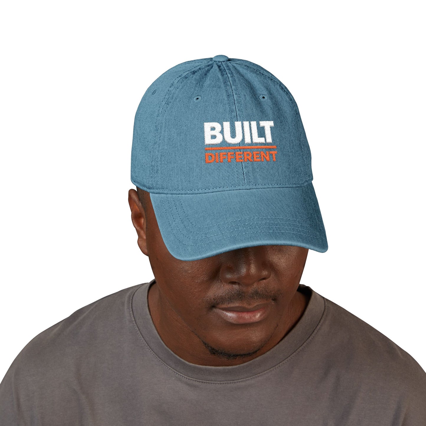 Built Different Embroidered Denim Hat — Bold Statement Baseball Cap