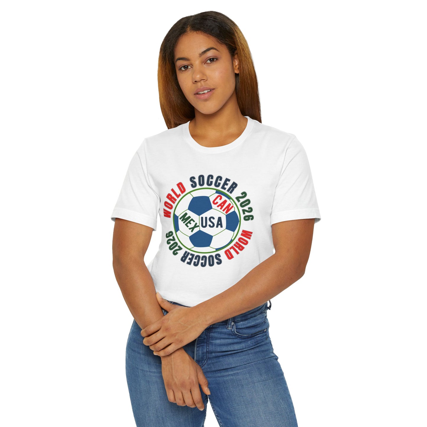 World Soccer 2026 Soccer Ball T-Shirt — USA MEX CAN Fan Tee