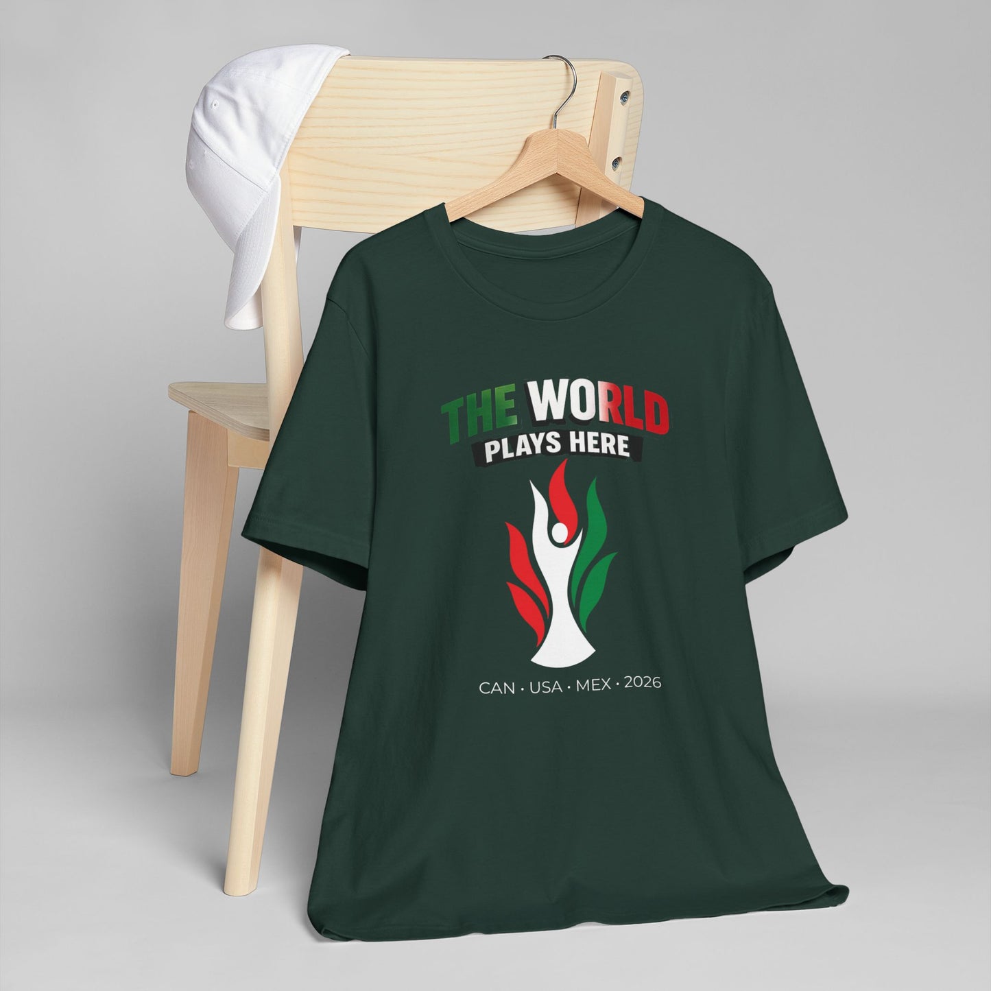 The World Plays Here 2026 Shirt | Soccer Fan Tee | CAN USA MEX | International Football Shirt | Supporter Crew World Soccer