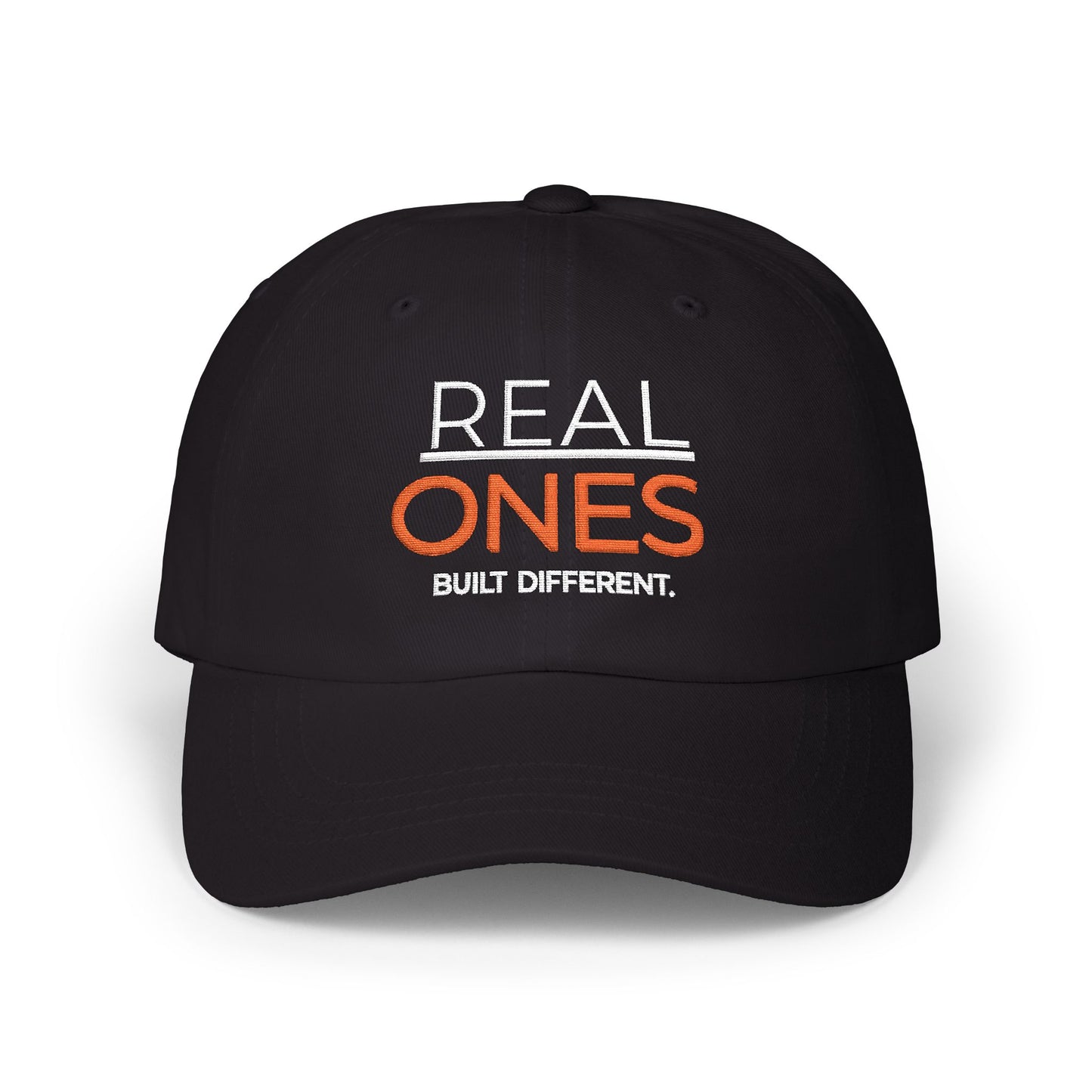 Real Ones Camo Dad Cap — "Real Ones Built Different" Embroidered Hat