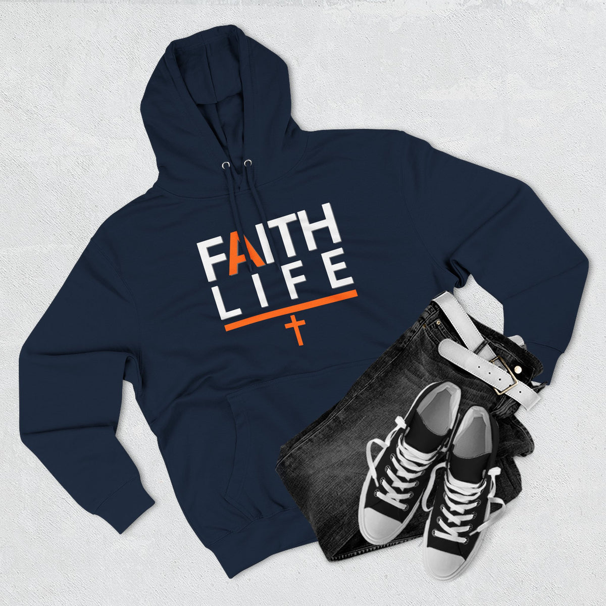 Faith Life Hoodie — Christian Graphic Pullover with Cross