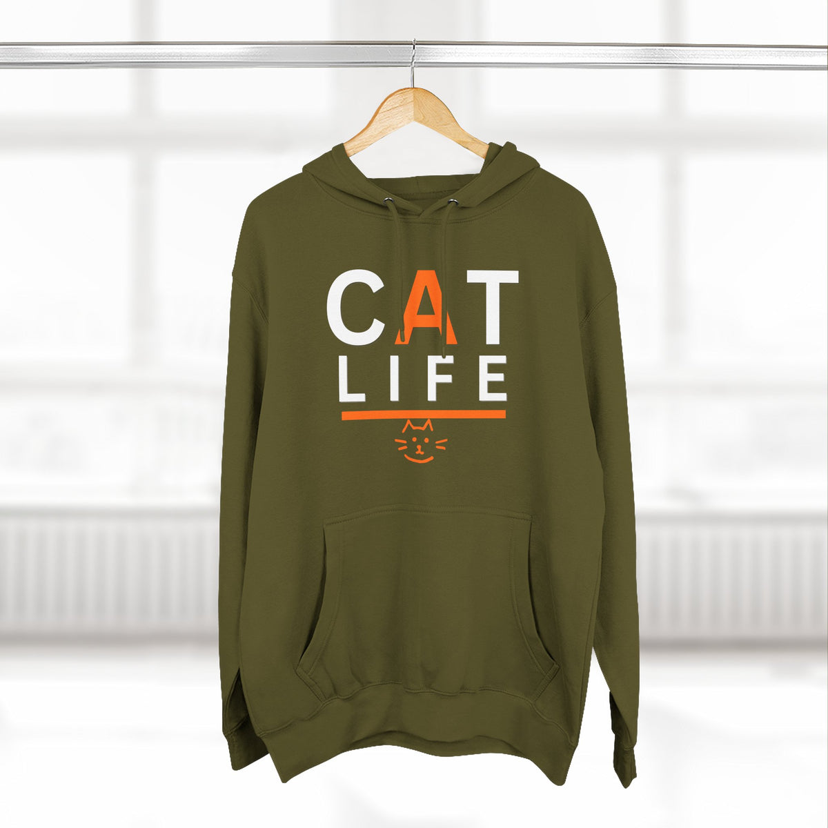 Cat Life Fleece Hoodie — Cozy Black "CAT LIFE" Pullover for Cat Lovers