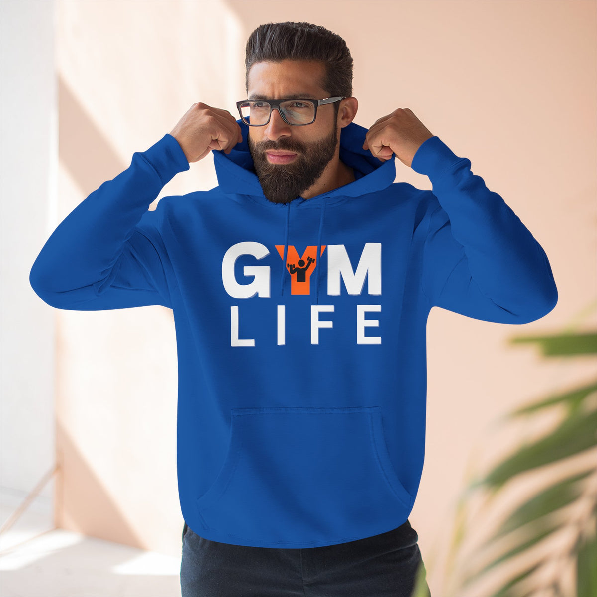 Gym Life Hoodie — Fitness Pullover with Dumbbell Logo