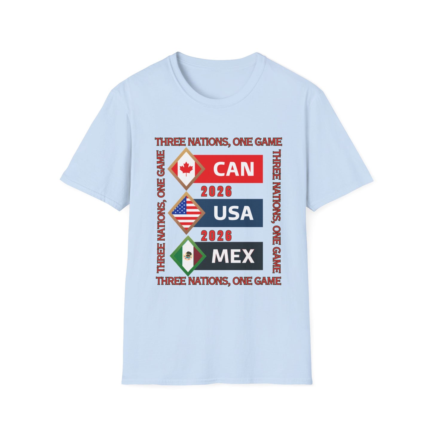 2026 Unisex Tee, USA Canada Mexico Soccer Shirt, Three Nations One Game Tee, Apparel for Fans