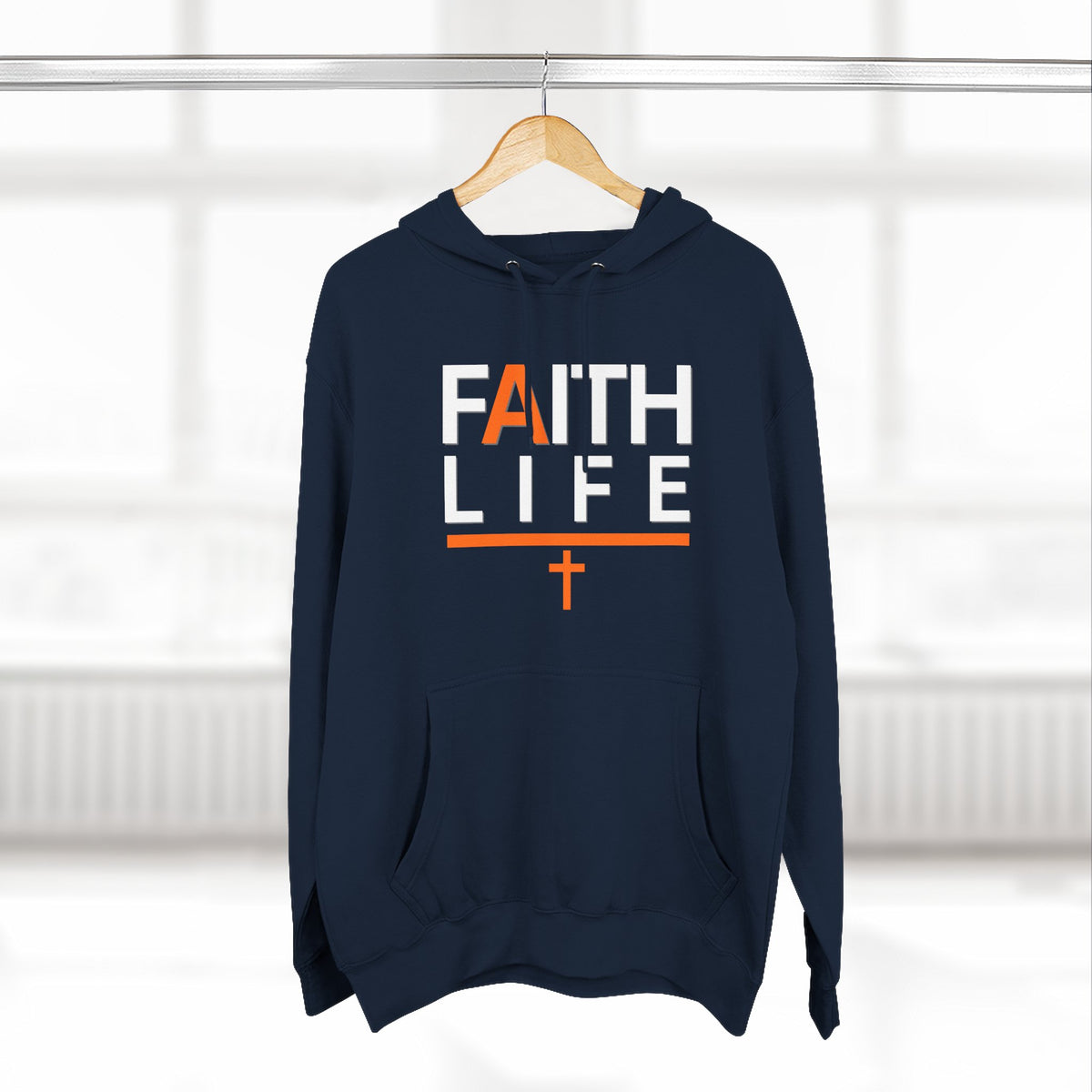Faith Life Hoodie — Christian Graphic Pullover with Cross