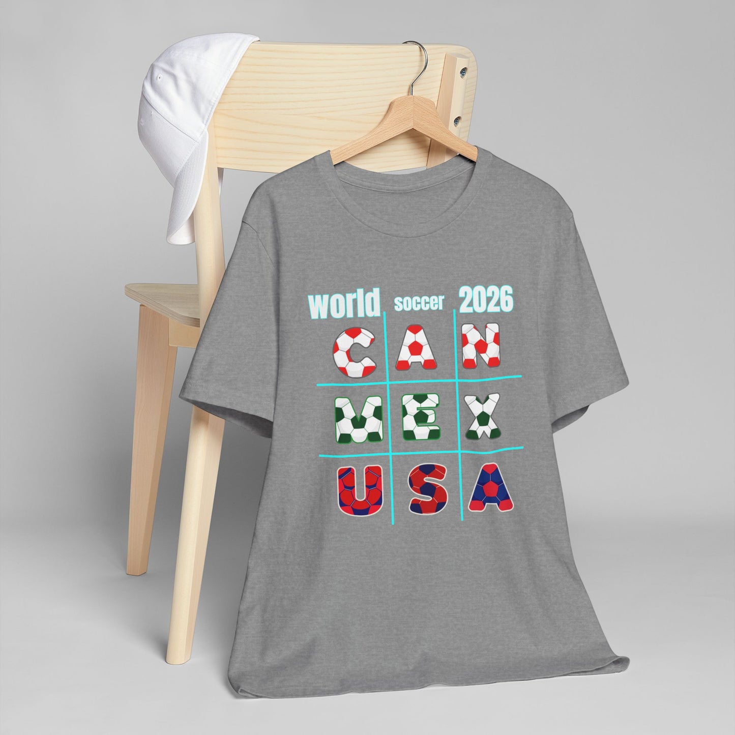 World Soccer 2026 Soccer Ball T-Shirt — USA MEX CAN Fan Tee
