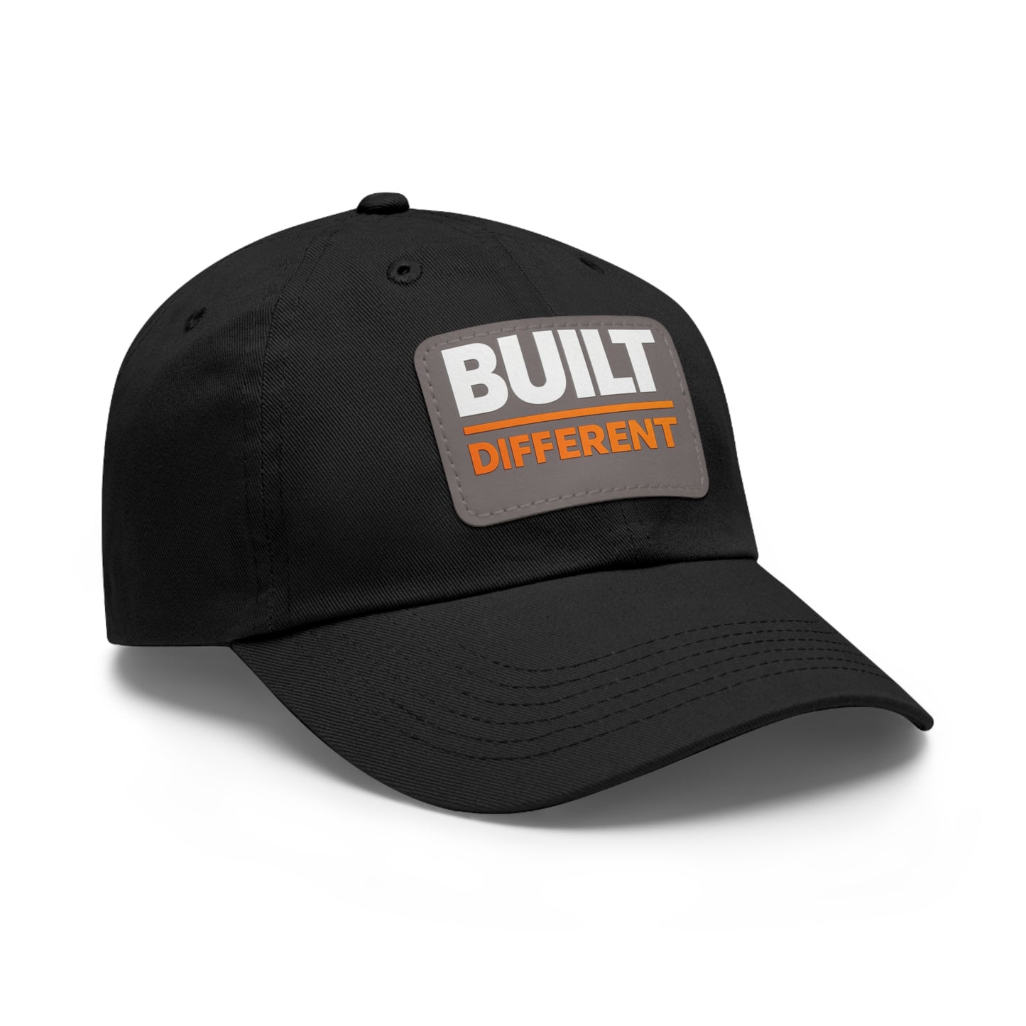 Built Different Leather Patch Dad Hat — Casual Statement Cap for Builders & Makers