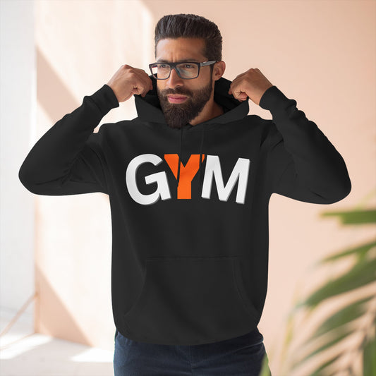 GYM Graphic Hoodie – Bold Fitness Pullover with Orange Weight Icon