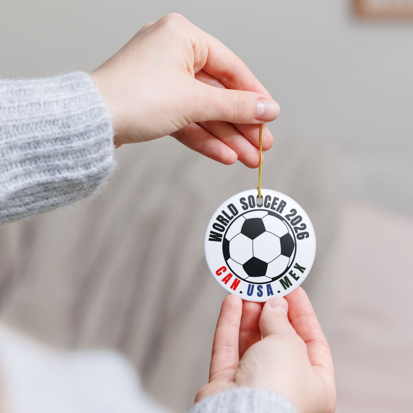 World Soccer 2026 Ceramic Ornament – CAN·USA·MEX Football Holiday Decoration