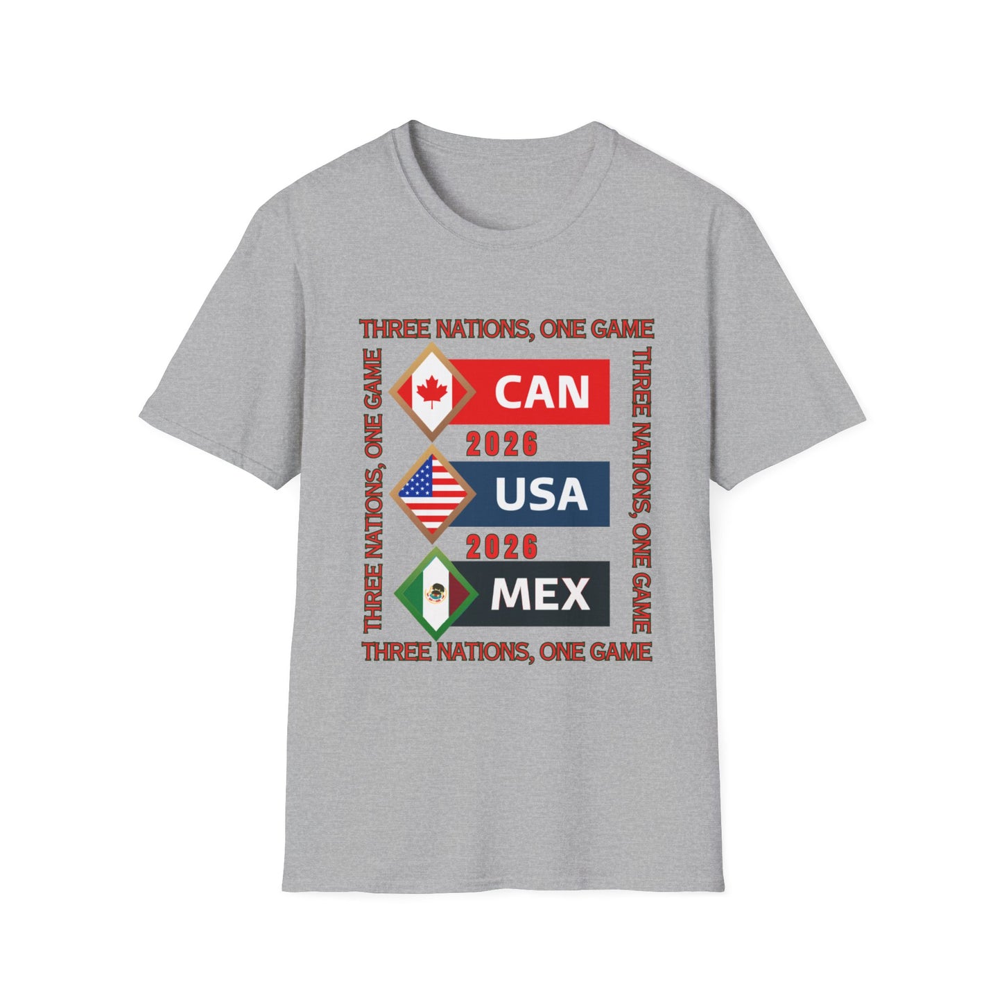 2026 Unisex Tee, USA Canada Mexico Soccer Shirt, Three Nations One Game Tee, Apparel for Fans