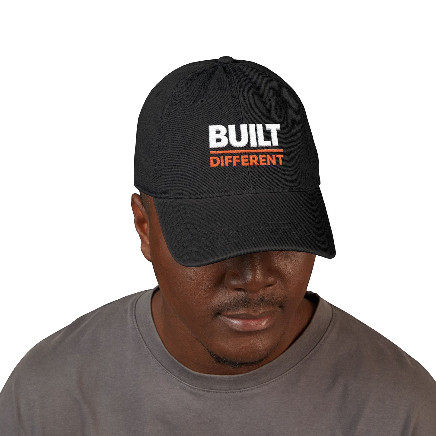 Built Different Embroidered Denim Hat — Bold Statement Baseball Cap