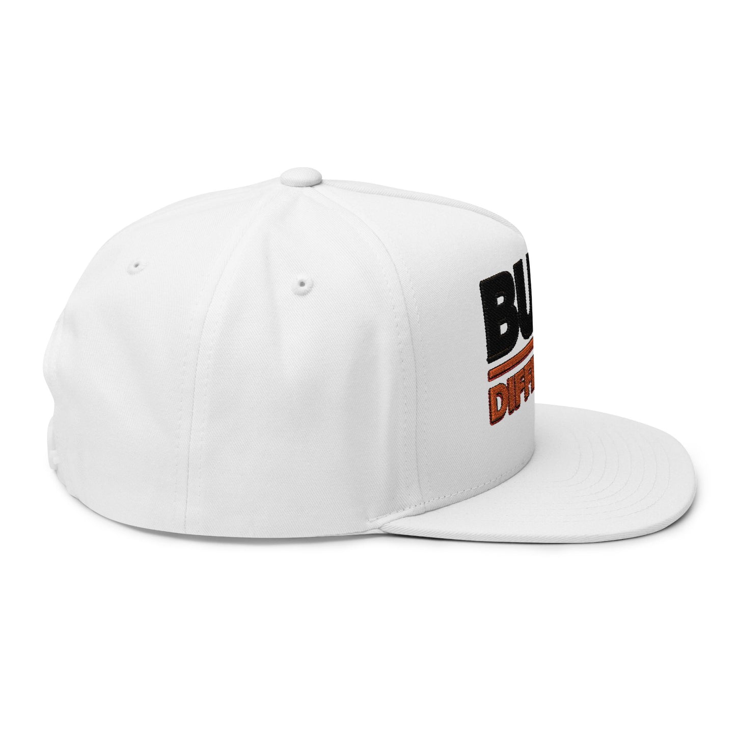Built Different Embroidered Flat Bill Cap — Bold Snapback Hat
