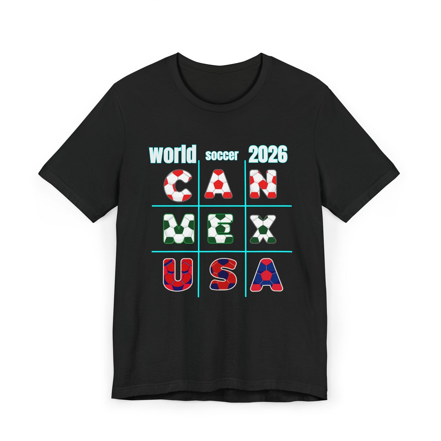World Soccer 2026 Soccer Ball T-Shirt — USA MEX CAN Fan Tee