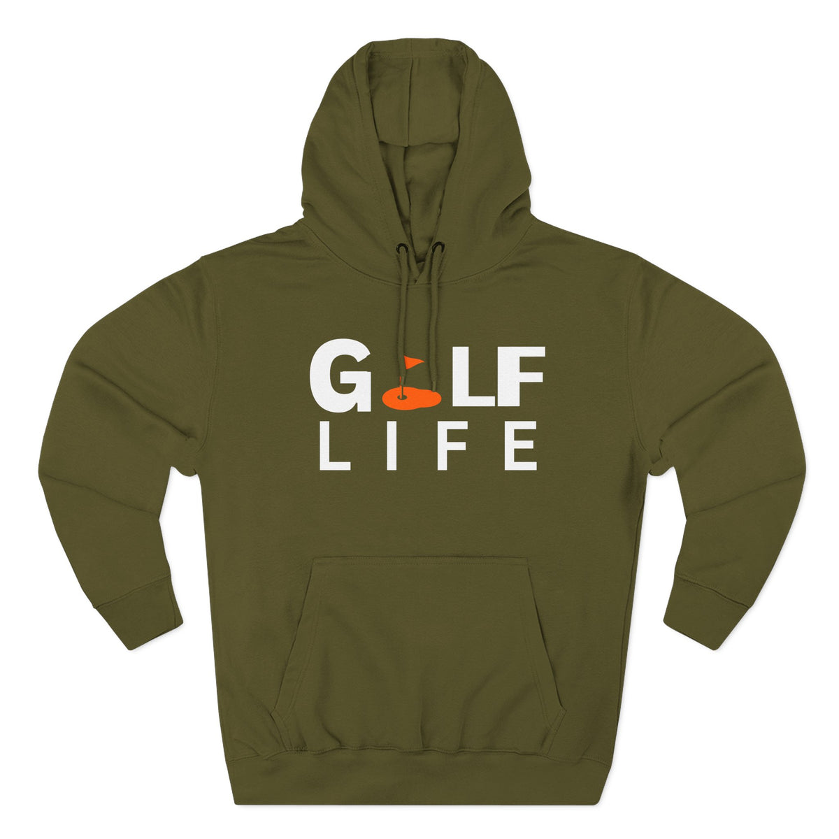 Golf Life Hoodie — Casual Golf Pullover with Orange Flag Putting Graphic