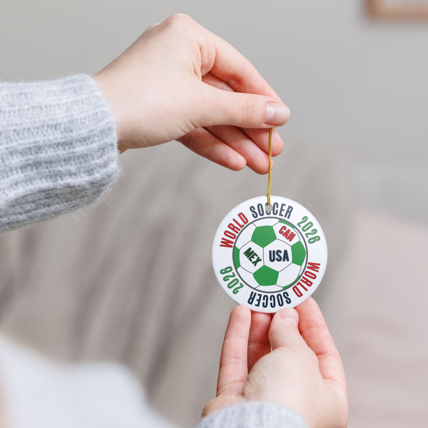 World Soccer 2026 Ceramic Ornament – CAN·USA·MEX Football Holiday Decoration