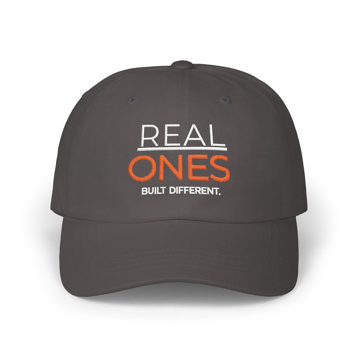 Real Ones Camo Dad Cap — "Real Ones Built Different" Embroidered Hat
