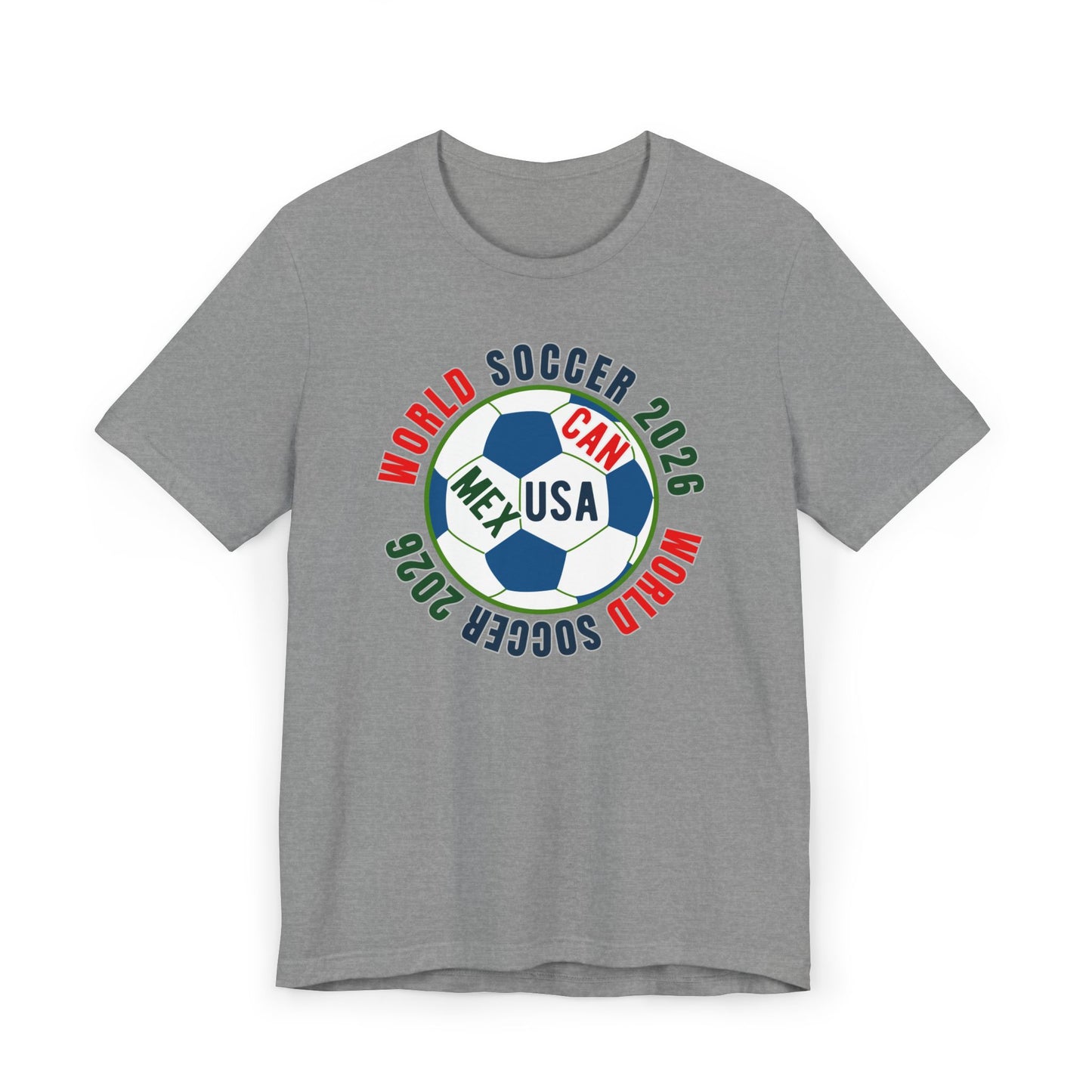 World Soccer 2026 Soccer Ball T-Shirt — USA MEX CAN Fan Tee