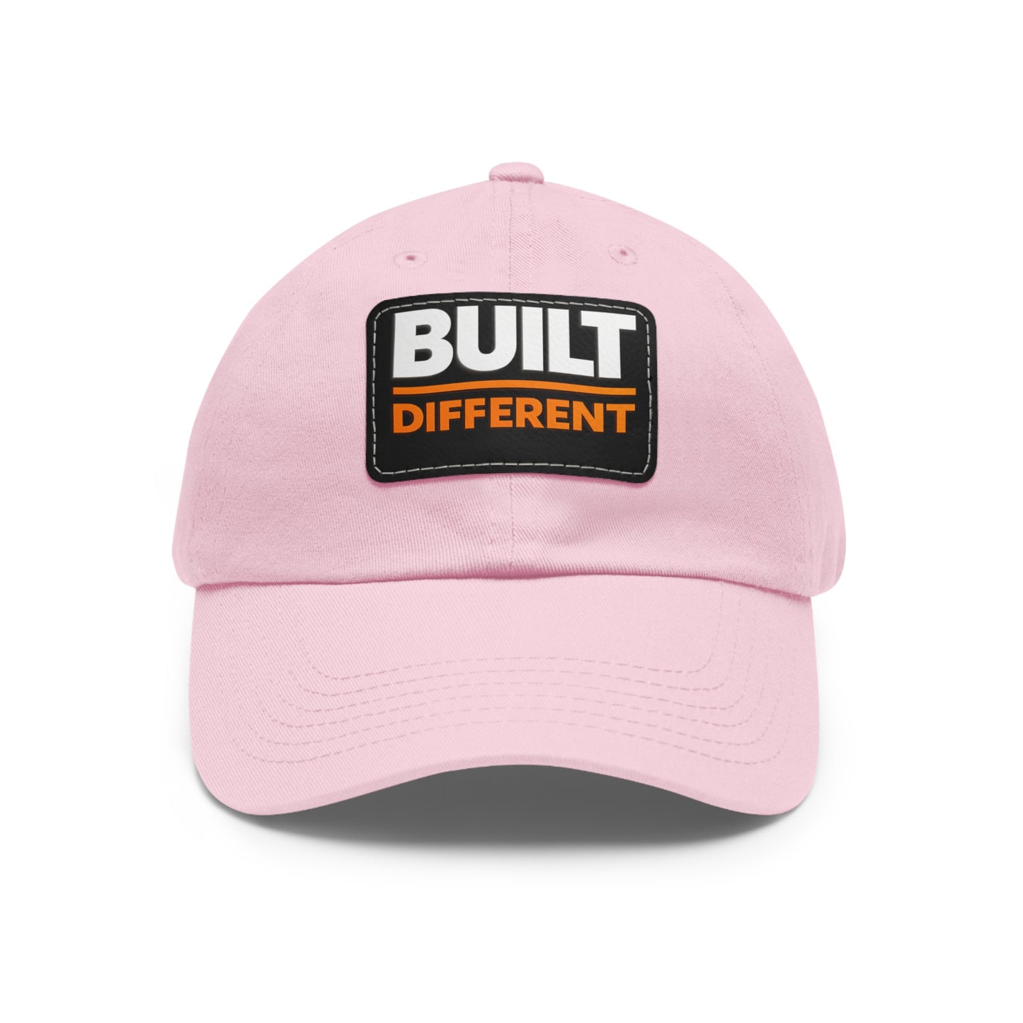 Built Different Leather Patch Dad Hat — Casual Statement Cap for Builders & Makers