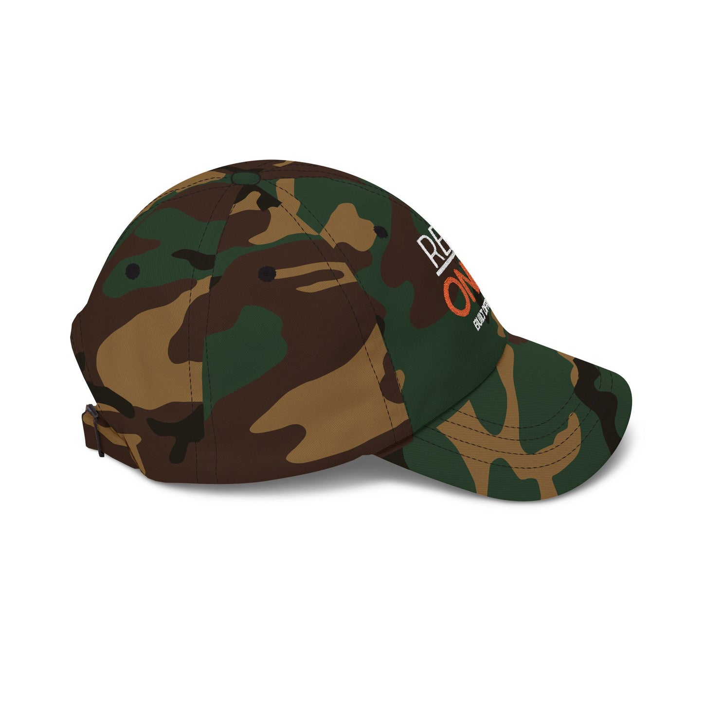 Real Ones Camo Dad Cap — "Real Ones Built Different" Embroidered Hat