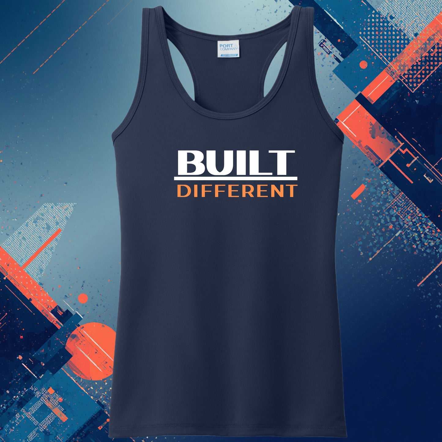 Built Different Women’s Tank Top – Motivation Gym Shirt, Fitness Workout Racerback, Athletic Polyester Tank