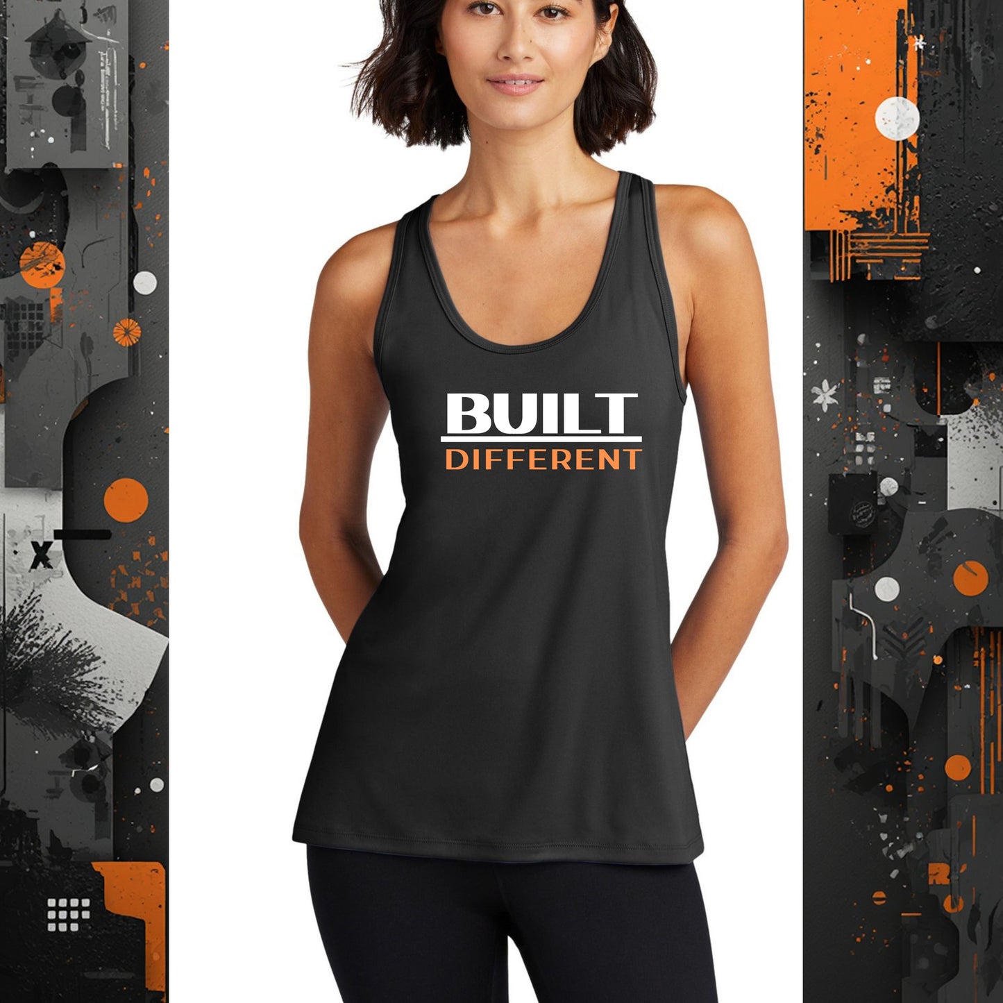 Built Different Women’s Tank Top – Motivation Gym Shirt, Fitness Workout Racerback, Athletic Polyester Tank