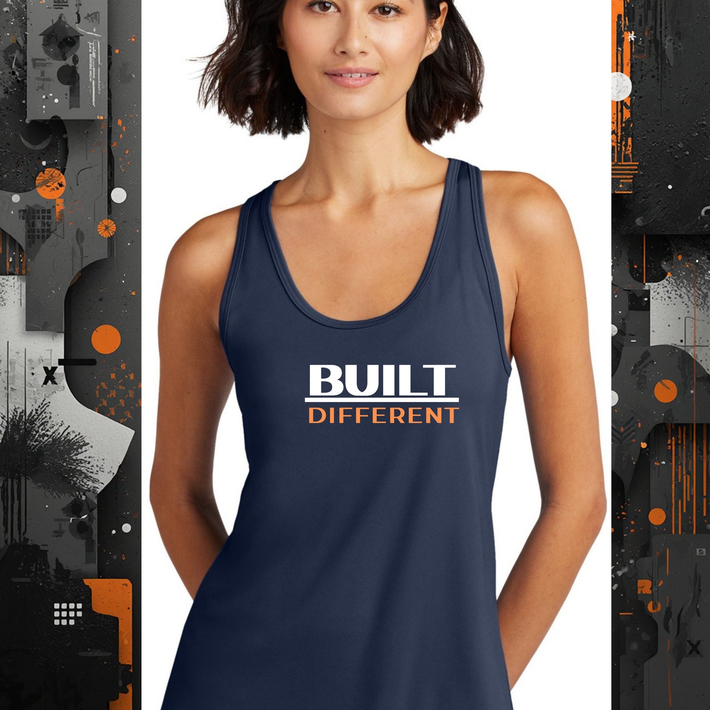 Built Different Women’s Tank Top – Motivation Gym Shirt, Fitness Workout Racerback, Athletic Polyester Tank