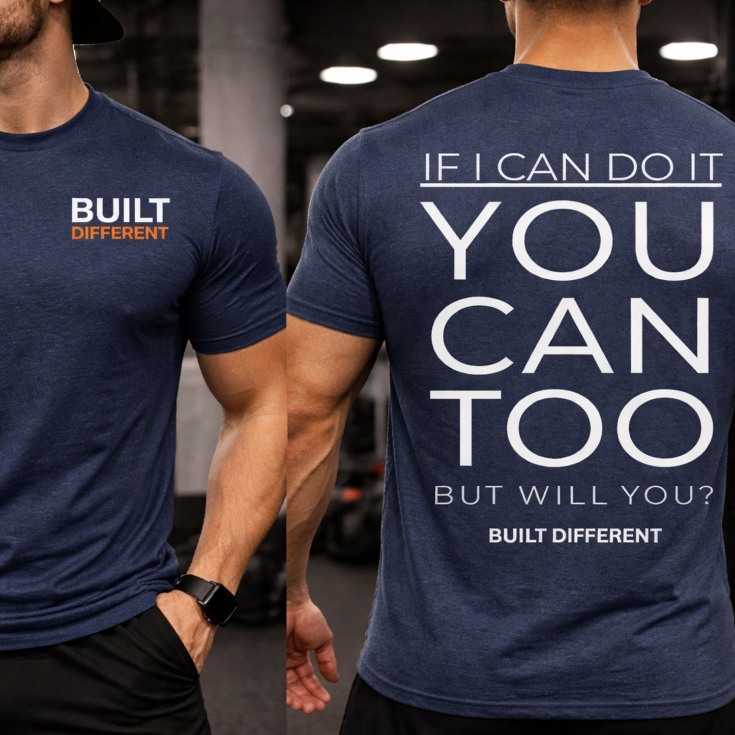 You Can Too Back Print Gym Shirt – Built Different Motivation Tee – Fitness Mindset Apparel