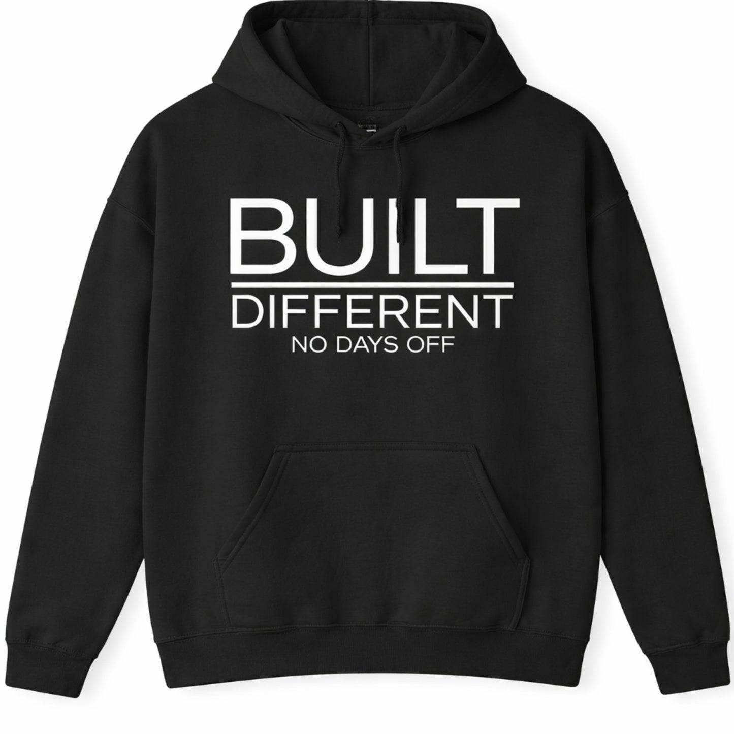 Built Different Hoodie – No Days Off Gym Hoodie, Discipline Streetwear, Motivational Fitness Pullover