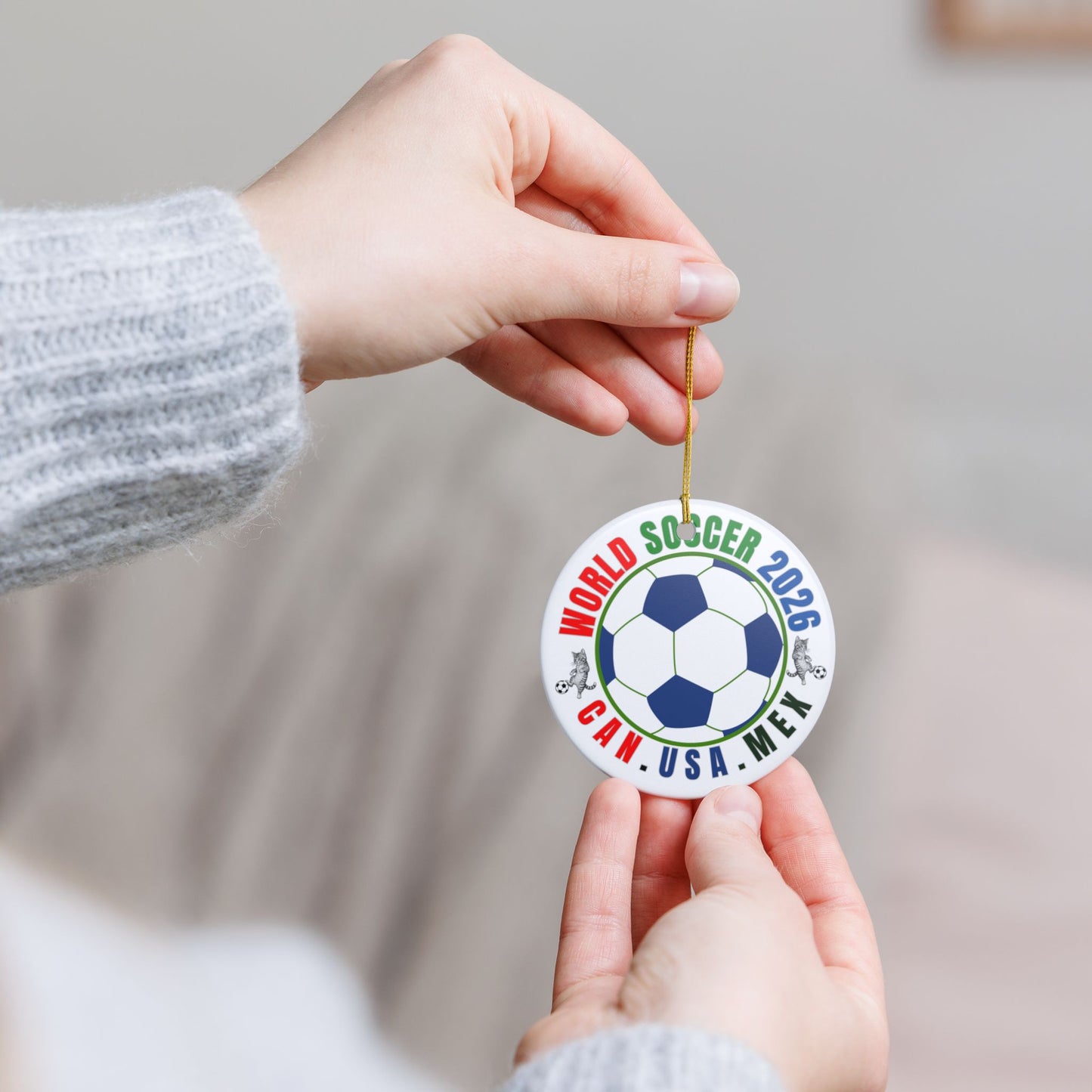 World Soccer 2026 Ceramic Ornament – CAN·USA·MEX Football Holiday Decoration