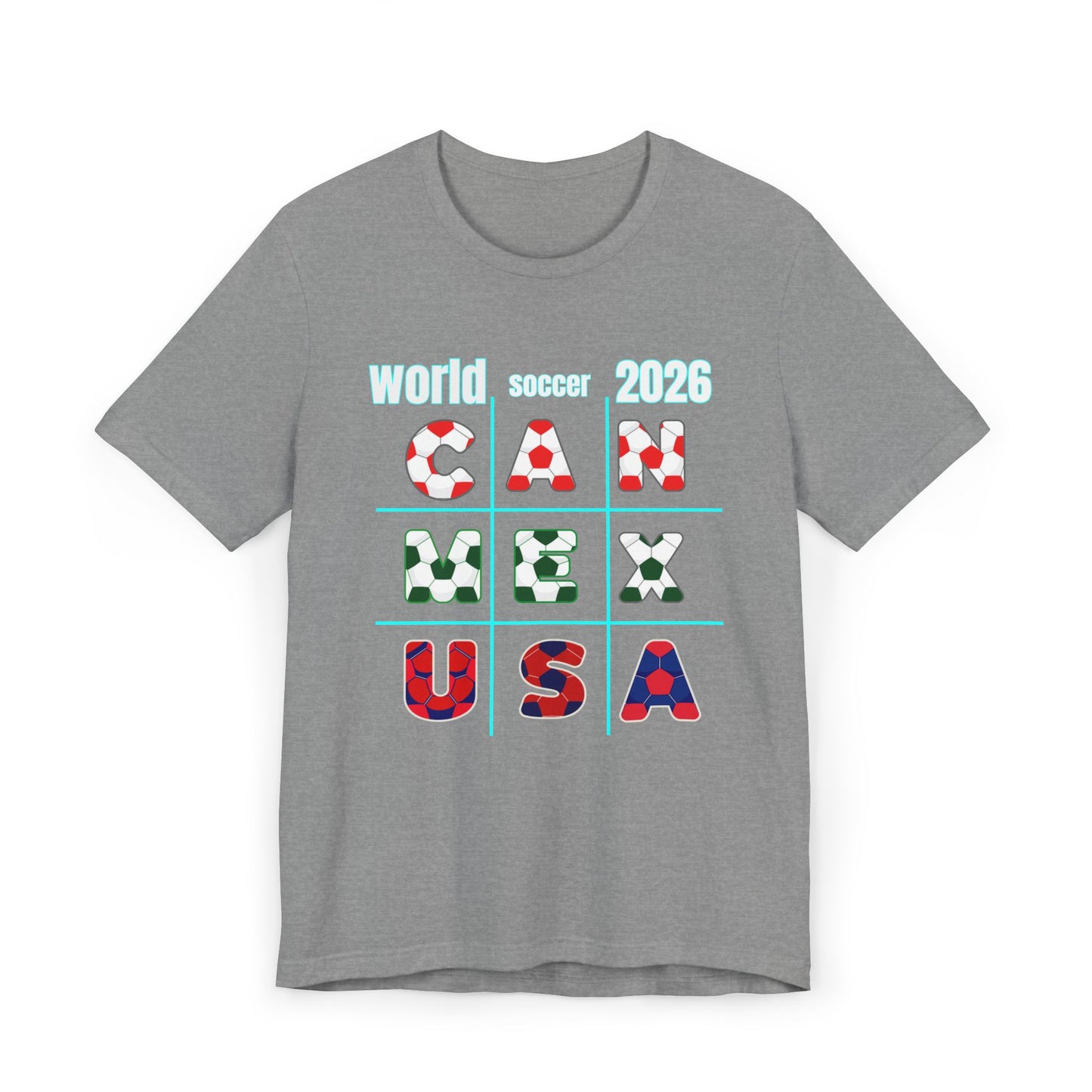 World Soccer 2026 Soccer Ball T-Shirt — USA MEX CAN Fan Tee