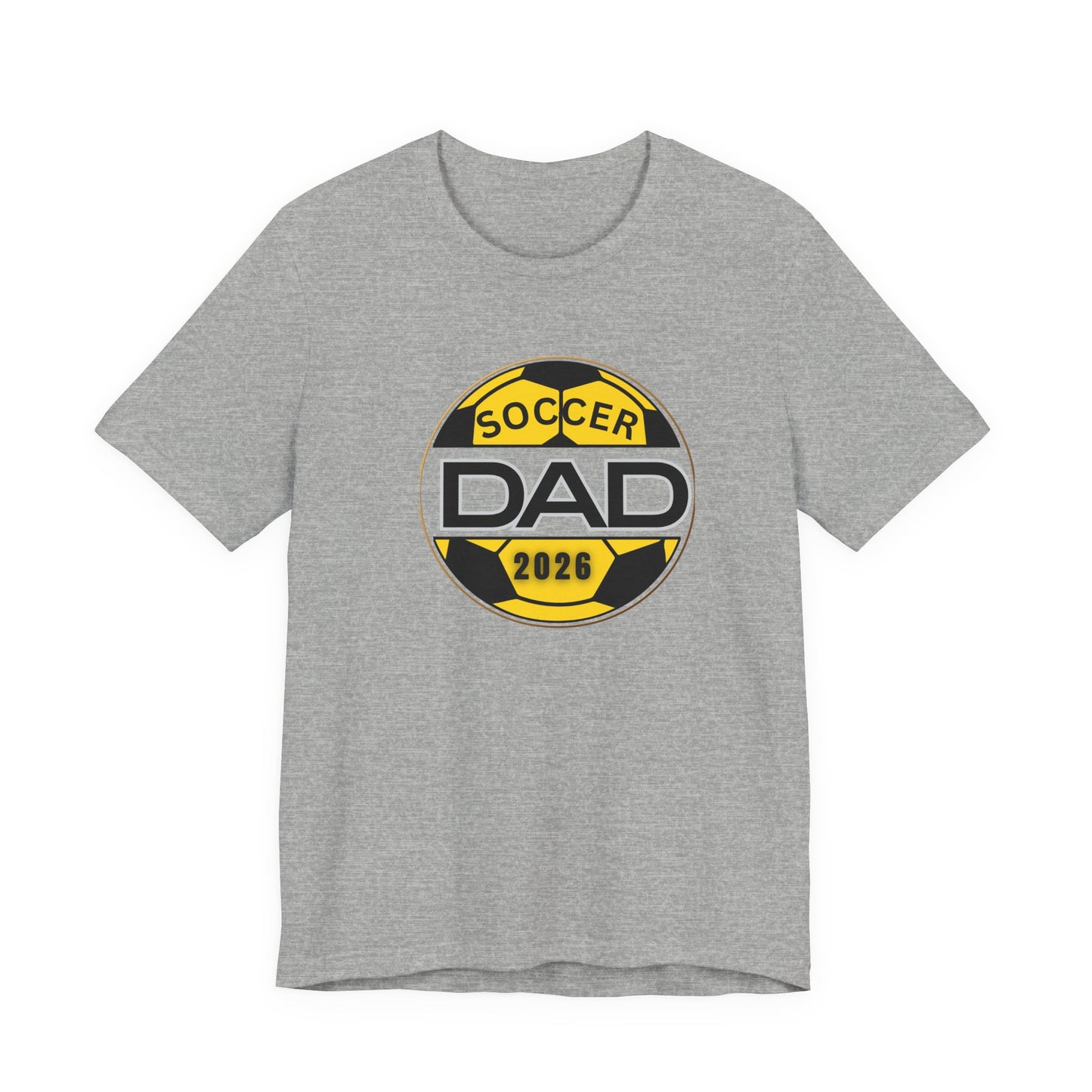 Soccer Dad 2026 T-Shirt — Yellow & Black Soccer Ball Dad Tee