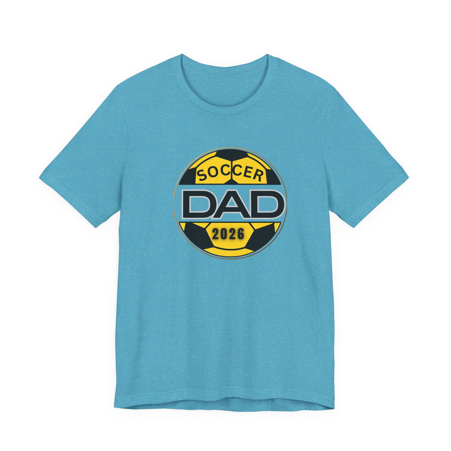 Soccer Dad 2026 T-Shirt — Yellow & Black Soccer Ball Dad Tee