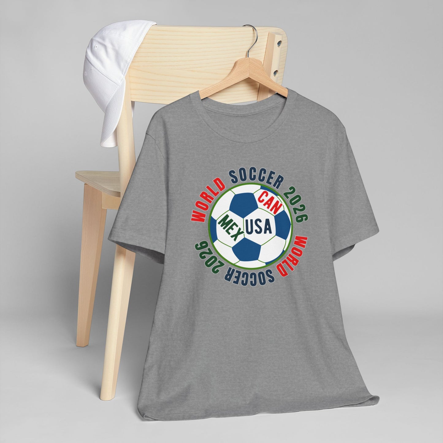 World Soccer 2026 Soccer Ball T-Shirt — USA MEX CAN Fan Tee