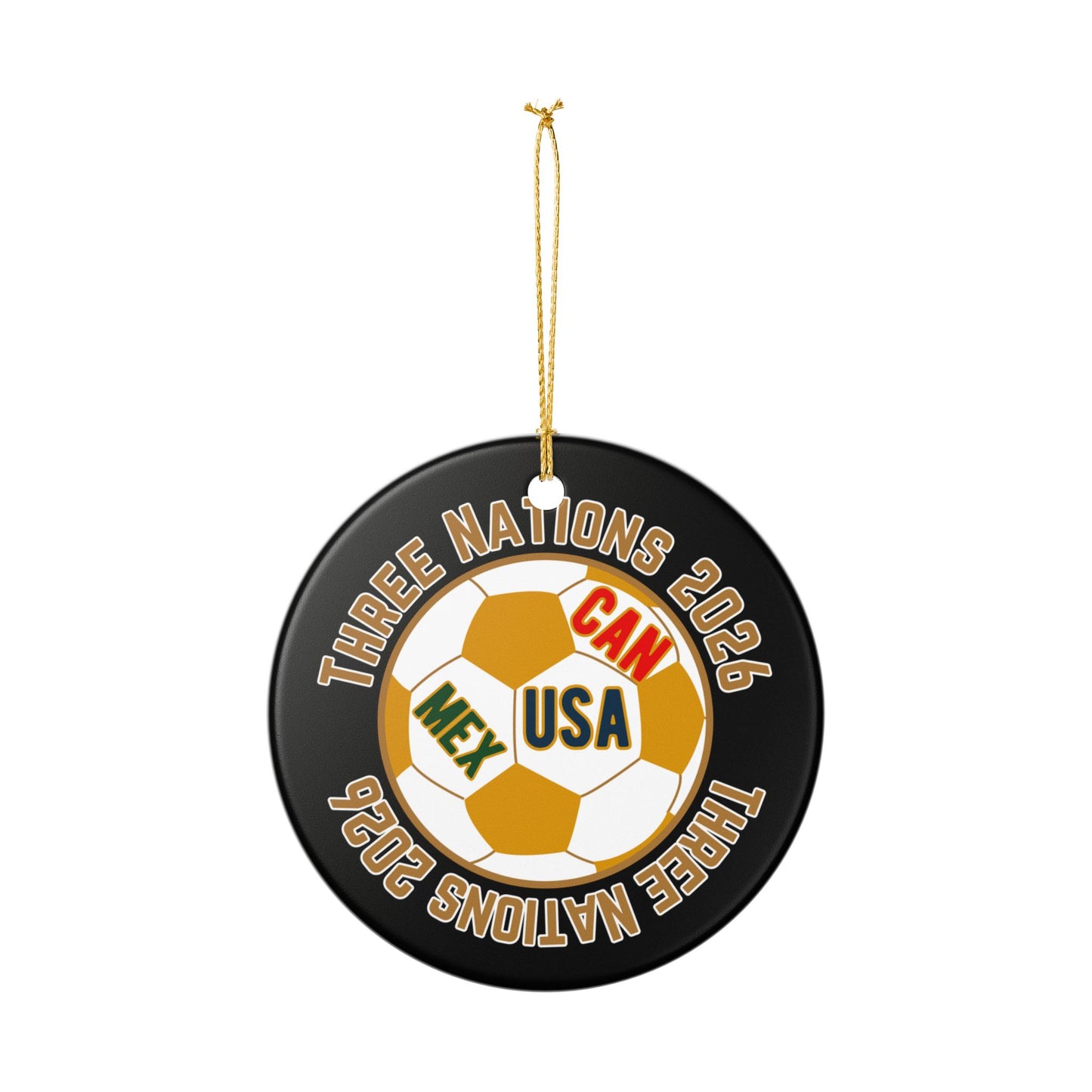 Three Nations Soccer 2026 Ceramic Ornament – CAN·USA·MEX Football Holiday Decoration