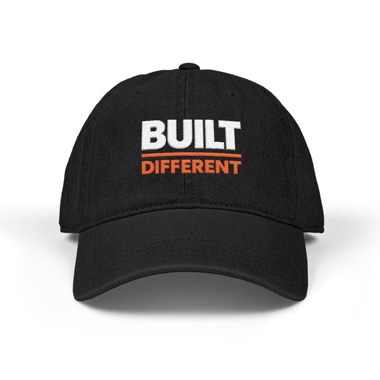 Built Different Embroidered Denim Hat — Bold Statement Baseball Cap