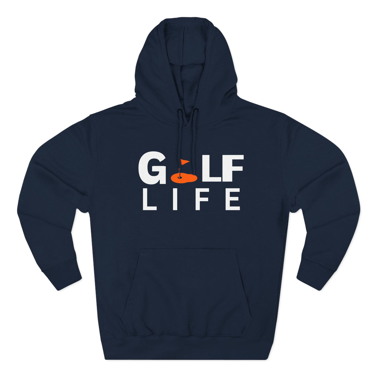 Golf Life Hoodie — Casual Golf Pullover with Orange Flag Putting Graphic