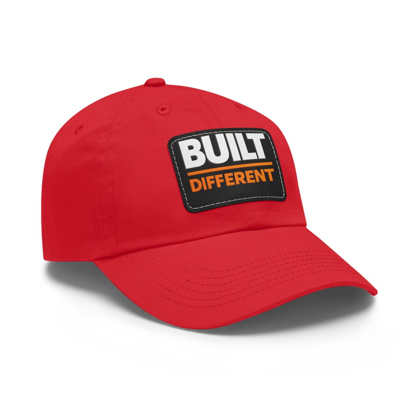 Built Different Leather Patch Dad Hat — Casual Statement Cap for Builders & Makers