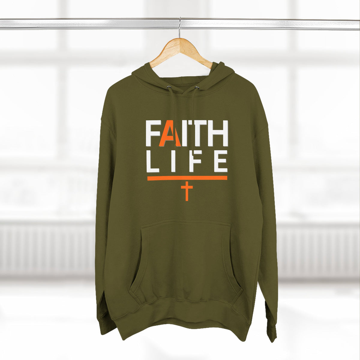 Faith Life Hoodie — Christian Graphic Pullover with Cross